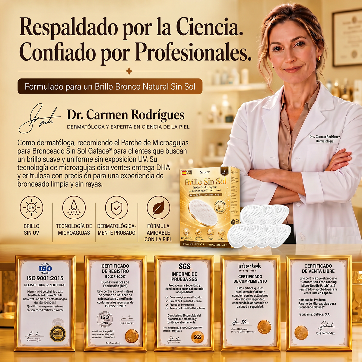 🌞🍫Gaface®| Consigue un bronceado natural y radiante sin sol con nuestra tecnología transdérmica.