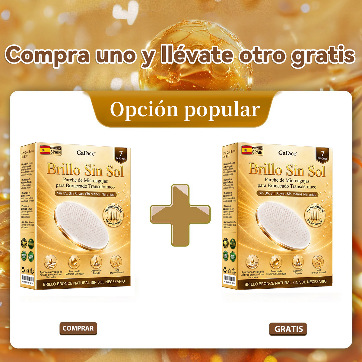🌞🍫Gaface®| Consigue un bronceado natural y radiante sin sol con nuestra tecnología transdérmica.